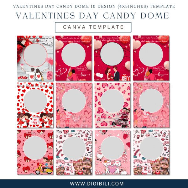 VALENTINES DAY CANDY DOME 10 DESIGN (4X5INCHES) TEMPLATE