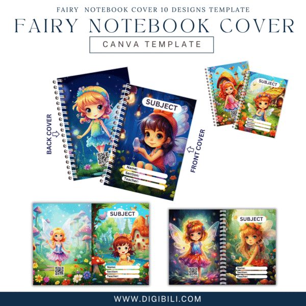 FAIRY NOTEBOOK COVER 10 DESIGNS TEMPLATE