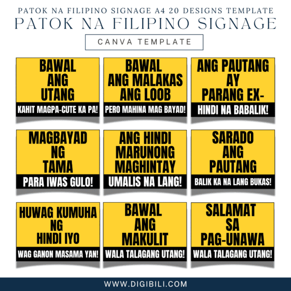 PATOK NA FILIPINO SIGNAGE A4 SIZE 20 DESIGNS TEMPLATE