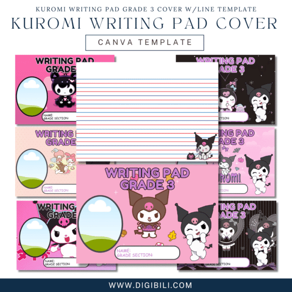 KUROMI WRITING PAD GRADE 3 COVER W/LINE TEMPLATE