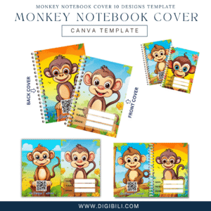 MONKEY NOTEBOOK COVER 10 DESIGNS TEMPLATE