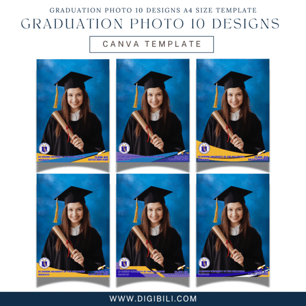GRADUATION PHOTO 10 DESIGNS A4 SIZE TEMPLATE