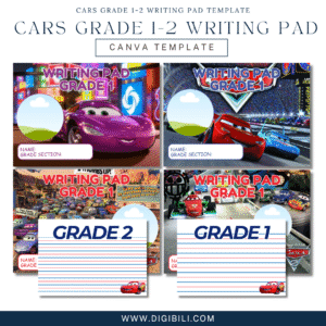 CARS GRADE 1-2 WRITING PAD TEMPLATE