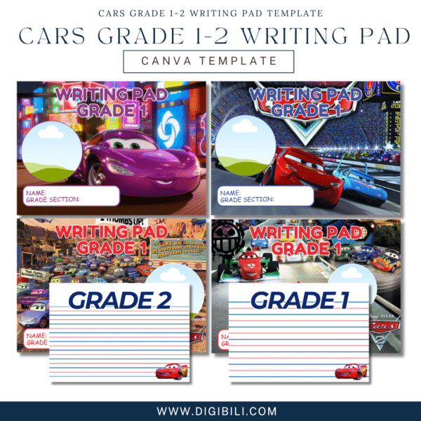 CARS GRADE 1-2 WRITING PAD TEMPLATE
