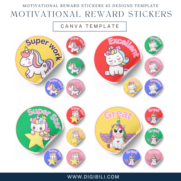 MOTIVATIONAL REWARD STICKERS 45 DESIGNS TEMPLATE