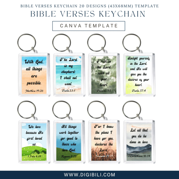 BIBLE VERSES KEYCHAIN 20 DESIGNS (43X68mm) TEMPLATE