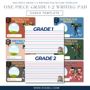 ONE PIECE GRADE 1-2 WRITING PAD W/LINE TEMPLATE