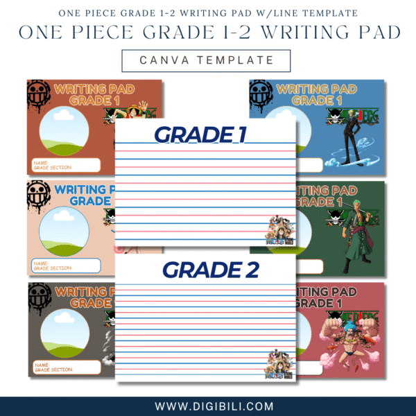 ONE PIECE GRADE 1-2 WRITING PAD W/LINE TEMPLATE