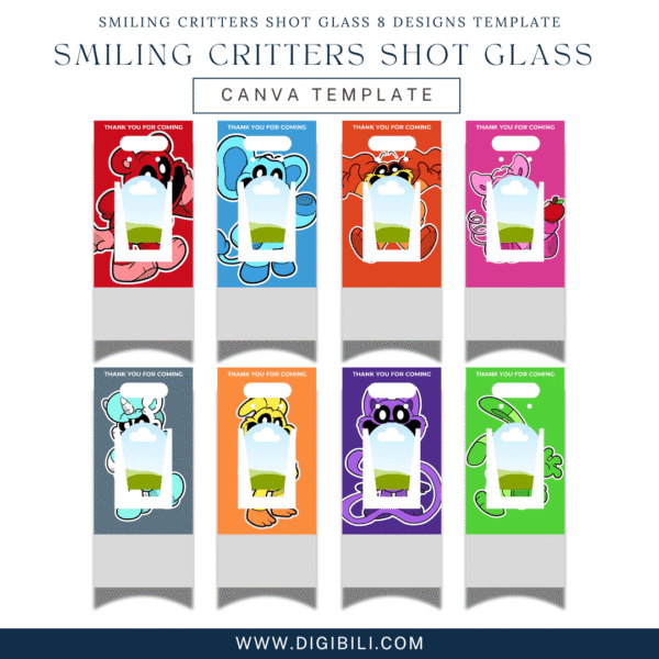 SMILING CRITTERS SHOT GLASS 8 DESIGNS TEMPLATE