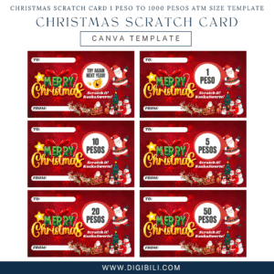 CHRISTMAS SCRATCH CARD 1 PESO-1000 PESOS ATM SIZE TEMPLATE