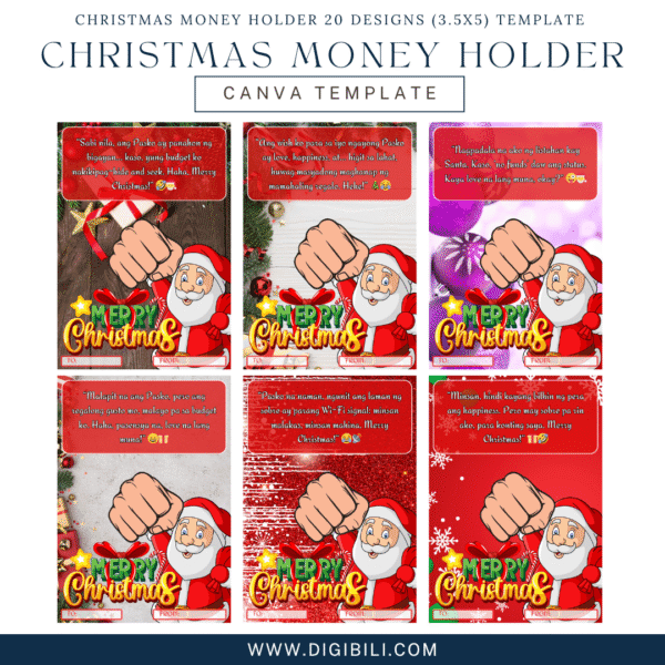 CHRISTMAS MONEY HOLDER 20 DESIGNS (3.5X5) TEMPLATE