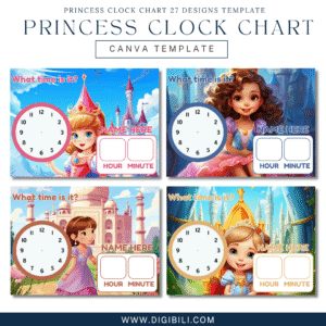 PRINCESS CLOCK CHART 27 DESIGNS TEMPLATE