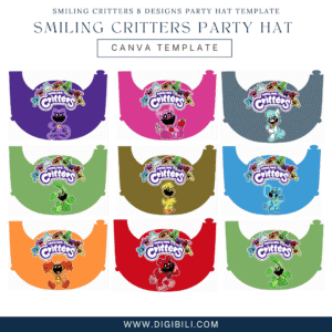 SMILING CRITTERS 8 DESIGNS PARTY HAT TEMPLATE
