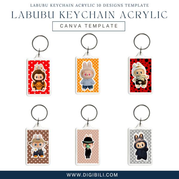 LABUBU KEYCHAIN ACRYLIC 10 DESIGNS TEMPLATE