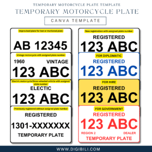TEMPORARY MOTORCYCLE PLATE TEMPLATE