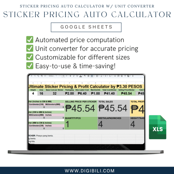 STICKER PRICING AUTO CALCULATOR W/ UNIT CONVERTER GOOGLE SHEETS TEMPLATE