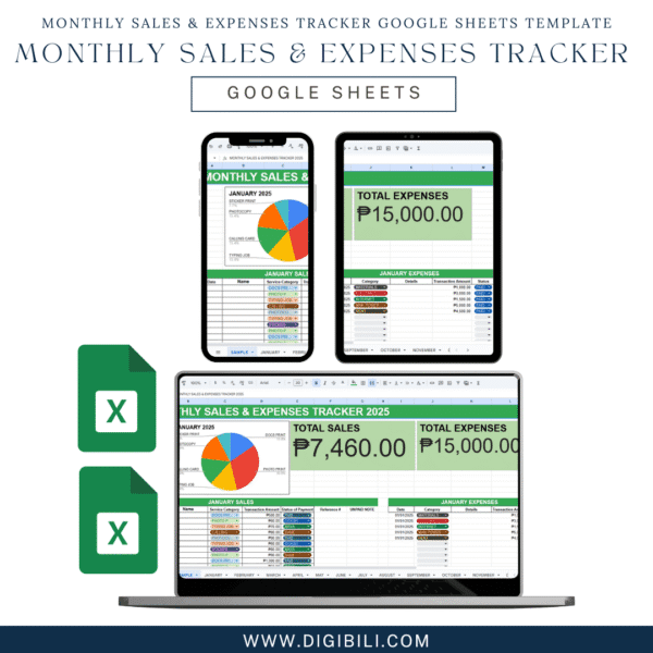 PRINTING SHOP MONTHLY SALES & EXPENSES TRACKER GOOGLE SHEETS TEMPLATE