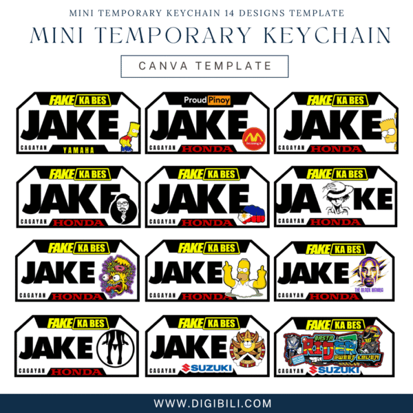 MINI TEMPORARY KEYCHAIN 14 DESIGNS TEMPLATE