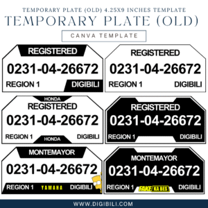 TEMPORARY PLATE (OLD) 4.25X9 INCHES TEMPLATE