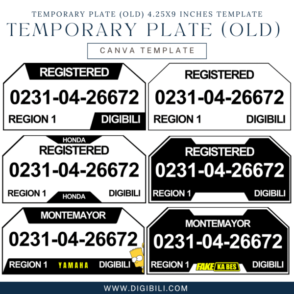 TEMPORARY PLATE (OLD) 4.25X9 INCHES TEMPLATE