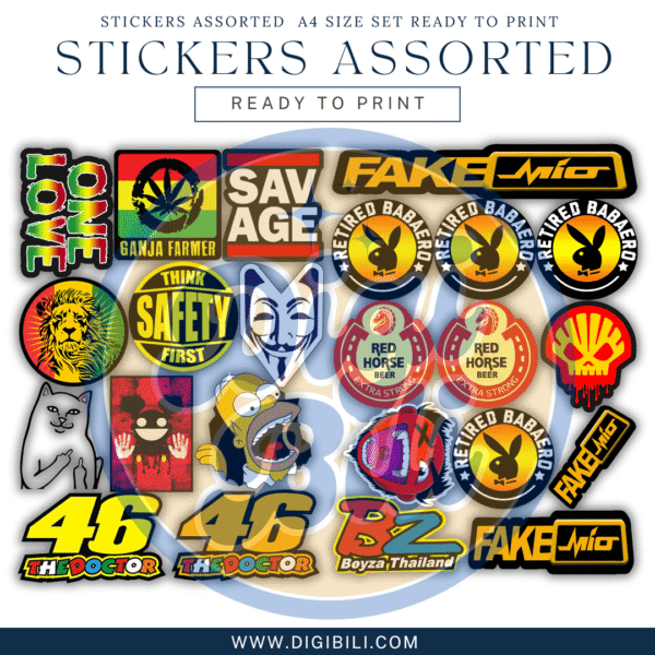 STICKERS ASSORTEDS  A4 SIZE SET READY TO PRINT - Image 2