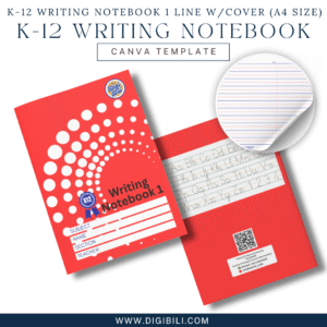 K-12 WRITING NOTEBOOK 1 LINE WITH 10-COLORED COVER (A4 SIZE) TEMPLATE