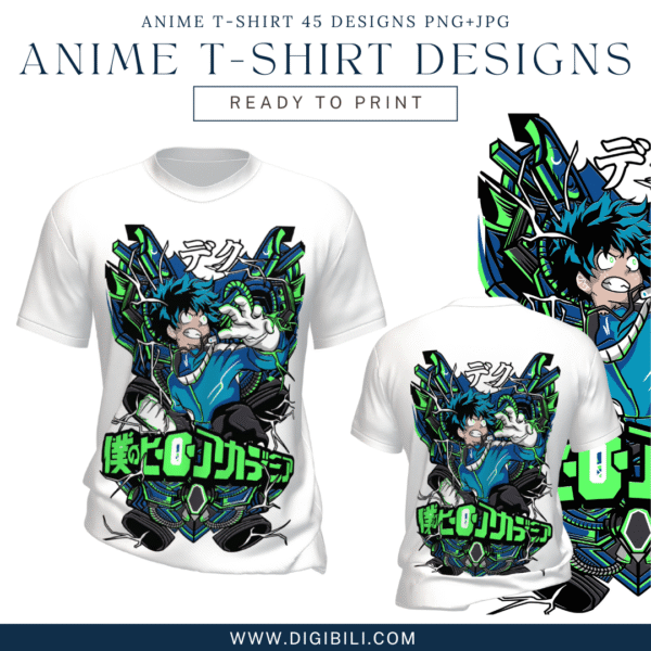 ANIME T-SHIRT 45 DESIGNS PNG+JPG W/MOCKUP