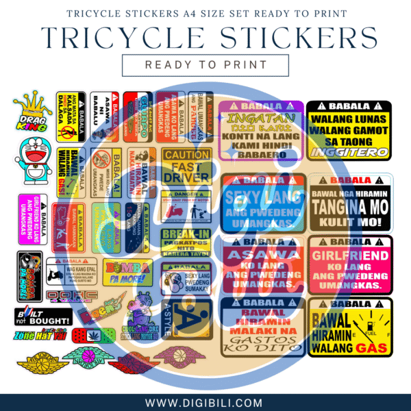 TRICYCLE STICKERS A4 SIZE SET READY TO PRINT - Image 2