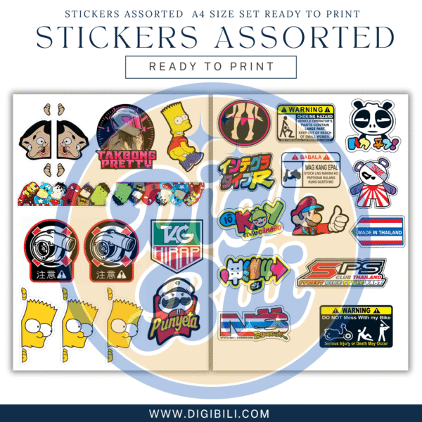 STICKERS ASSORTED  A4 SIZE SET READY TO PRINT - Image 2