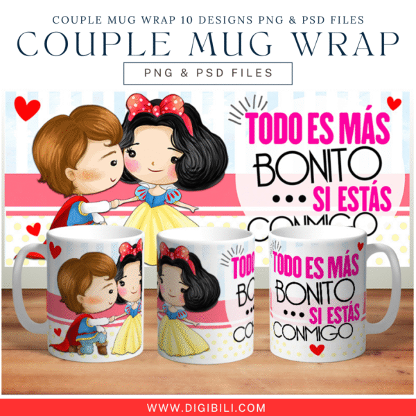 COUPLE MUG WRAP 10 DESIGNS PNG & PSD FILES - Image 3