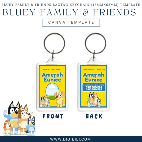 BLUEY FAMILY & FRIENDS BAGTAG KEYCHAIN (43mmx68mm) TEMPLATE - Image 8