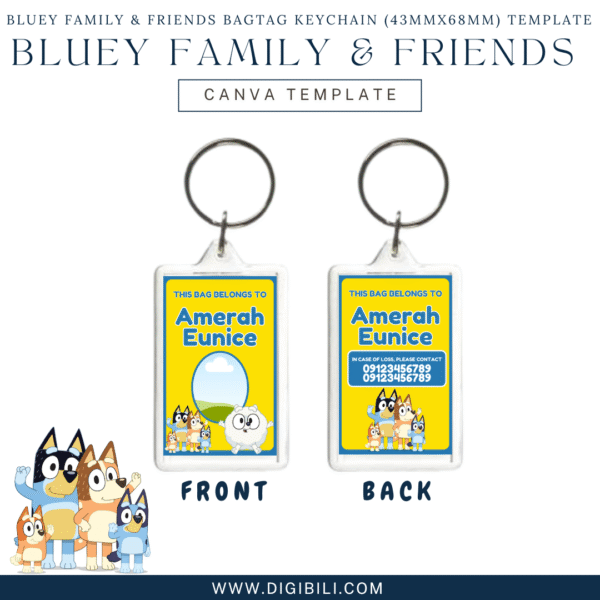 BLUEY FAMILY & FRIENDS BAGTAG KEYCHAIN (43mmx68mm) TEMPLATE - Image 7