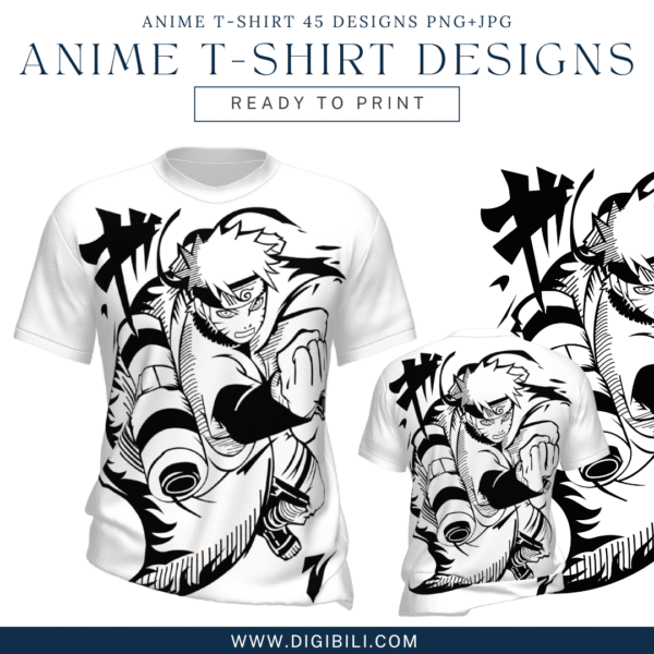 ANIME T-SHIRT 45 DESIGNS PNG+JPG W/MOCKUP - Image 15