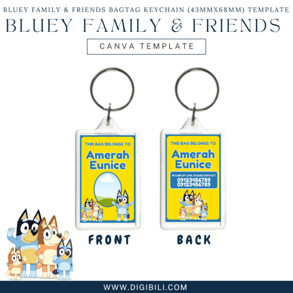 BLUEY FAMILY & FRIENDS BAGTAG KEYCHAIN (43mmx68mm) TEMPLATE - Image 4