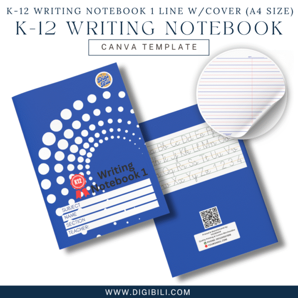 K-12 WRITING NOTEBOOK 1 LINE WITH 10-COLORED COVER (A4 SIZE) TEMPLATE - Image 2