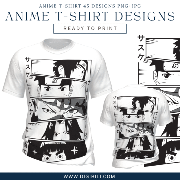 ANIME T-SHIRT 45 DESIGNS PNG+JPG W/MOCKUP - Image 2