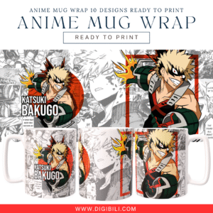 ANIME MUG WRAP 10 DESIGNS W/MOCKUP READY TO PRINT