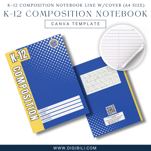 K-12 COMPOSITION NOTEBOOK LINE WITH 10-COLORED COVER (A4 SIZE) TEMPLATE