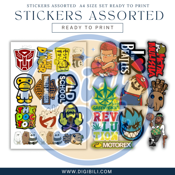 STICKERS ASSORTEDS  A4 SIZE SET READY TO PRINT - Image 3
