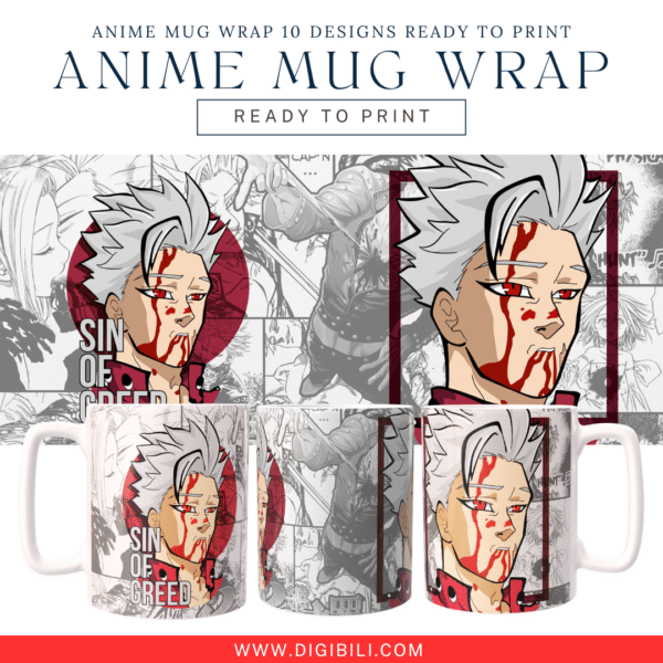 ANIME MUG WRAP 10 DESIGNS W/MOCKUP READY TO PRINT - Image 8