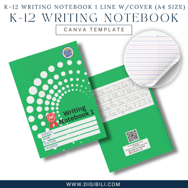 K-12 WRITING NOTEBOOK 1 LINE WITH 10-COLORED COVER (A4 SIZE) TEMPLATE - Image 4