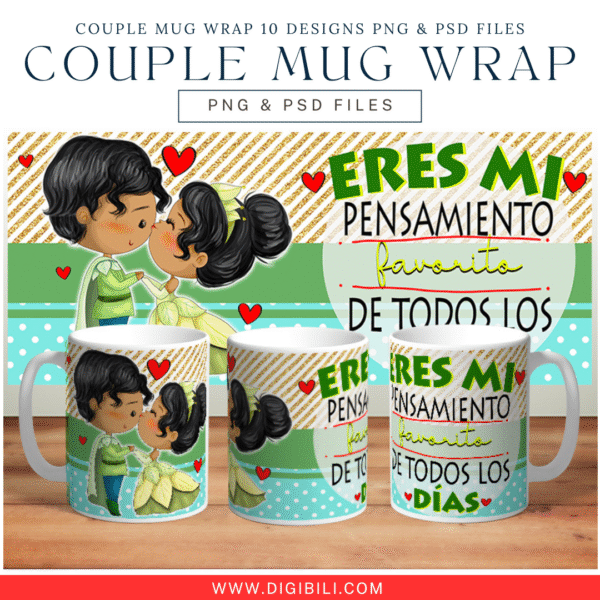 COUPLE MUG WRAP 10 DESIGNS PNG & PSD FILES - Image 9