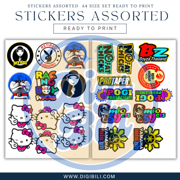 STICKERS ASSORTED  A4 SIZE SET READY TO PRINT - Image 4