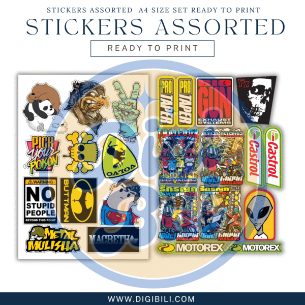 STICKERS ASSORTEDS  A4 SIZE SET READY TO PRINT - Image 4