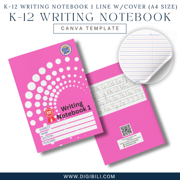 K-12 WRITING NOTEBOOK 1 LINE WITH 10-COLORED COVER (A4 SIZE) TEMPLATE - Image 5