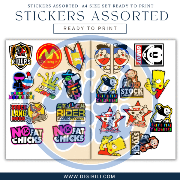 STICKERS ASSORTED  A4 SIZE SET READY TO PRINT - Image 5
