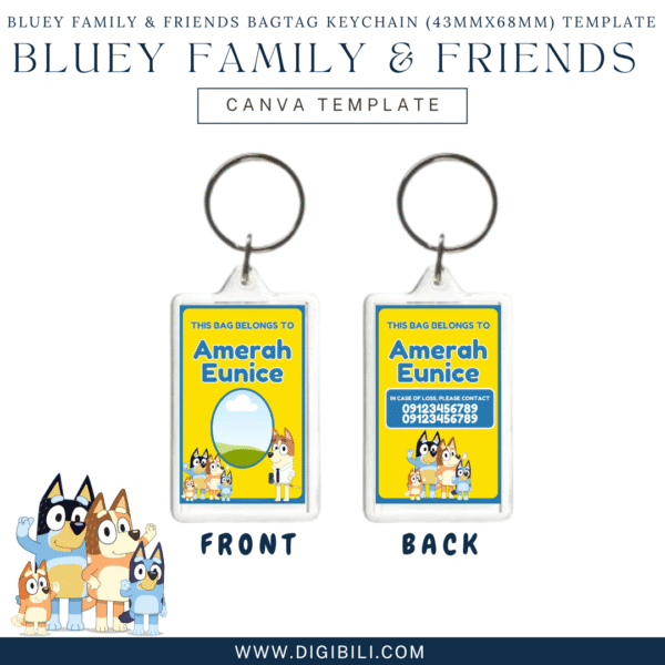 BLUEY FAMILY & FRIENDS BAGTAG KEYCHAIN (43mmx68mm) TEMPLATE - Image 5