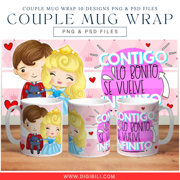 COUPLE MUG WRAP 10 DESIGNS PNG & PSD FILES - Image 7