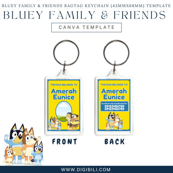 BLUEY FAMILY & FRIENDS BAGTAG KEYCHAIN (43mmx68mm) TEMPLATE - Image 13