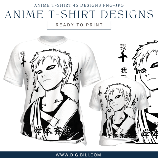 ANIME T-SHIRT 45 DESIGNS PNG+JPG W/MOCKUP - Image 14